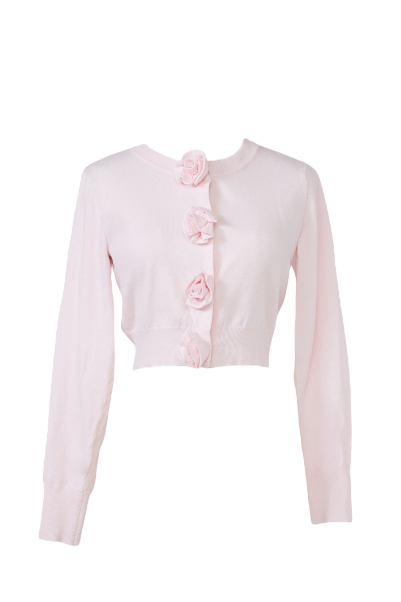 rose motif lame knit cardigan