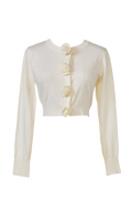 rose motif lame knit cardigan