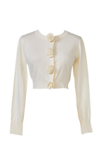 rose motif lame knit cardigan
