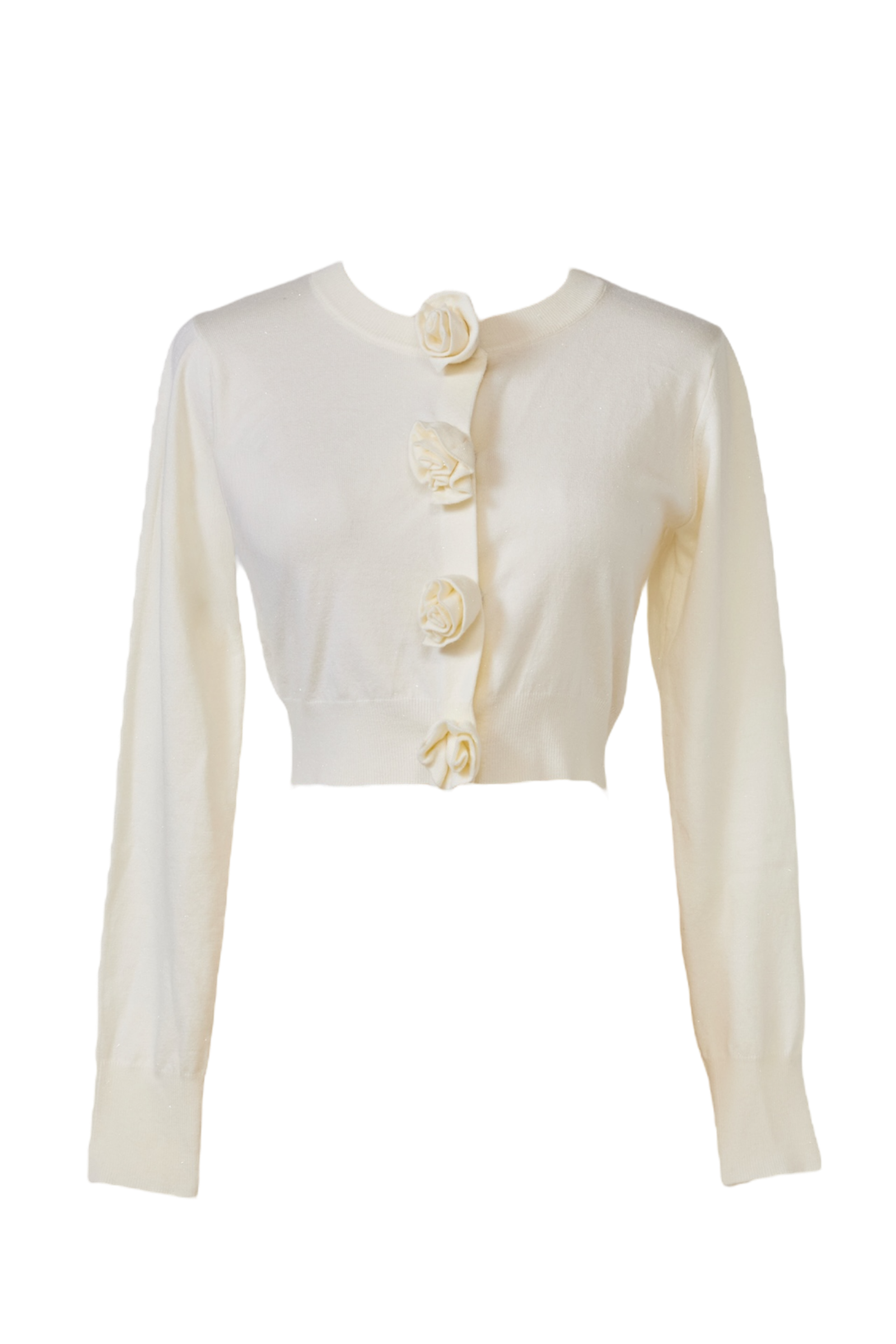rose motif lame knit cardigan