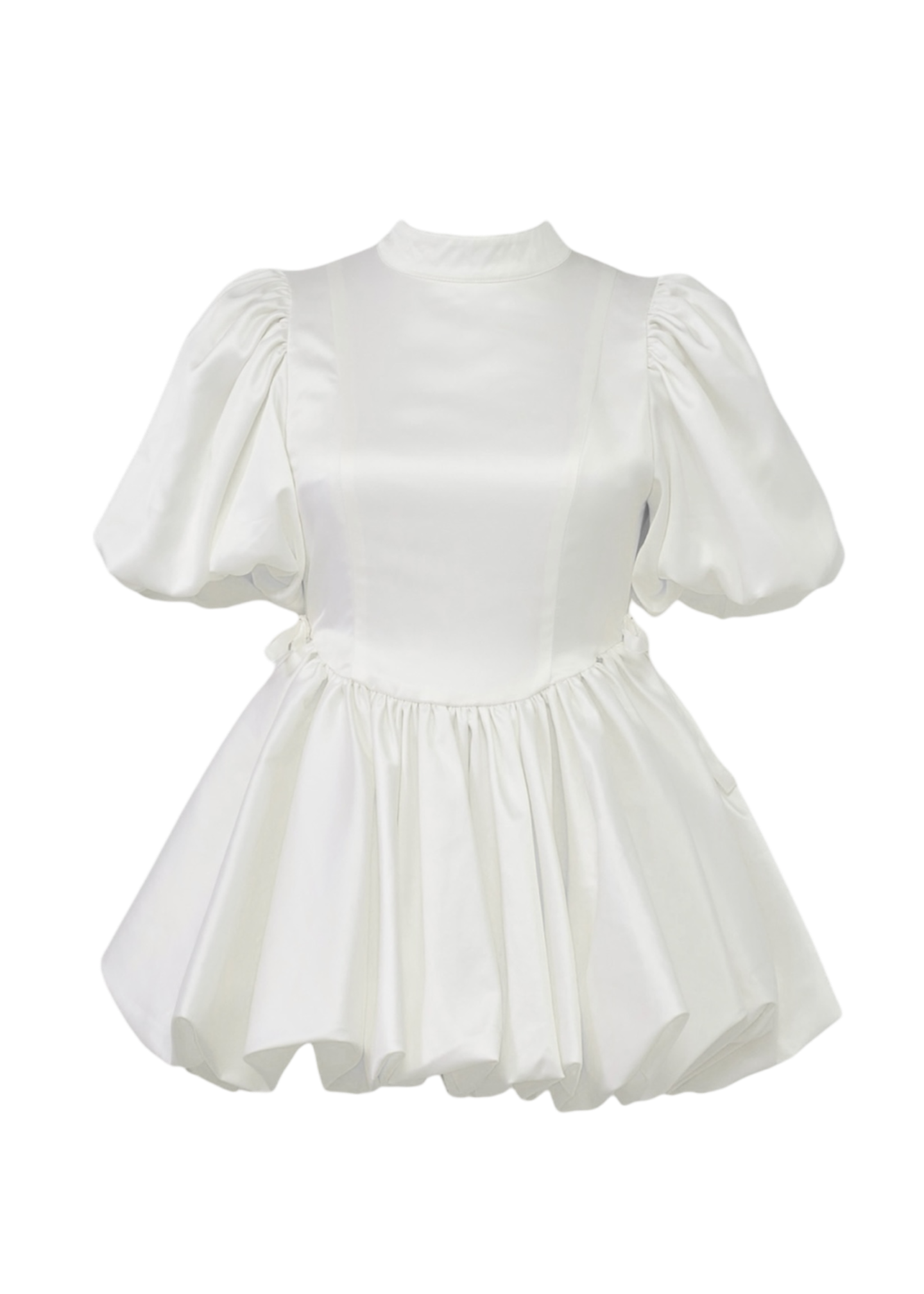 satin balloon peplum mini one-piece(white)