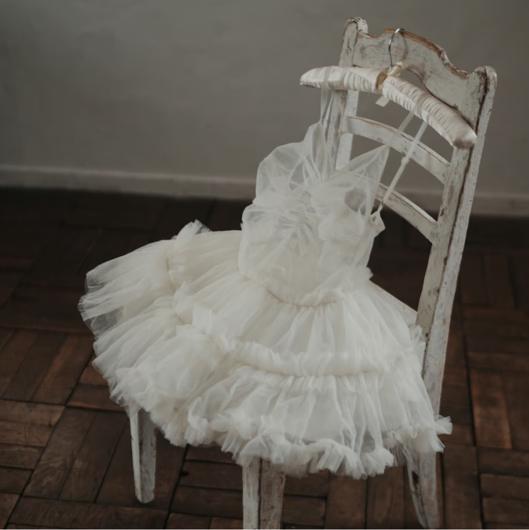 "Ballerina" fairy tulle peplum tops (white)