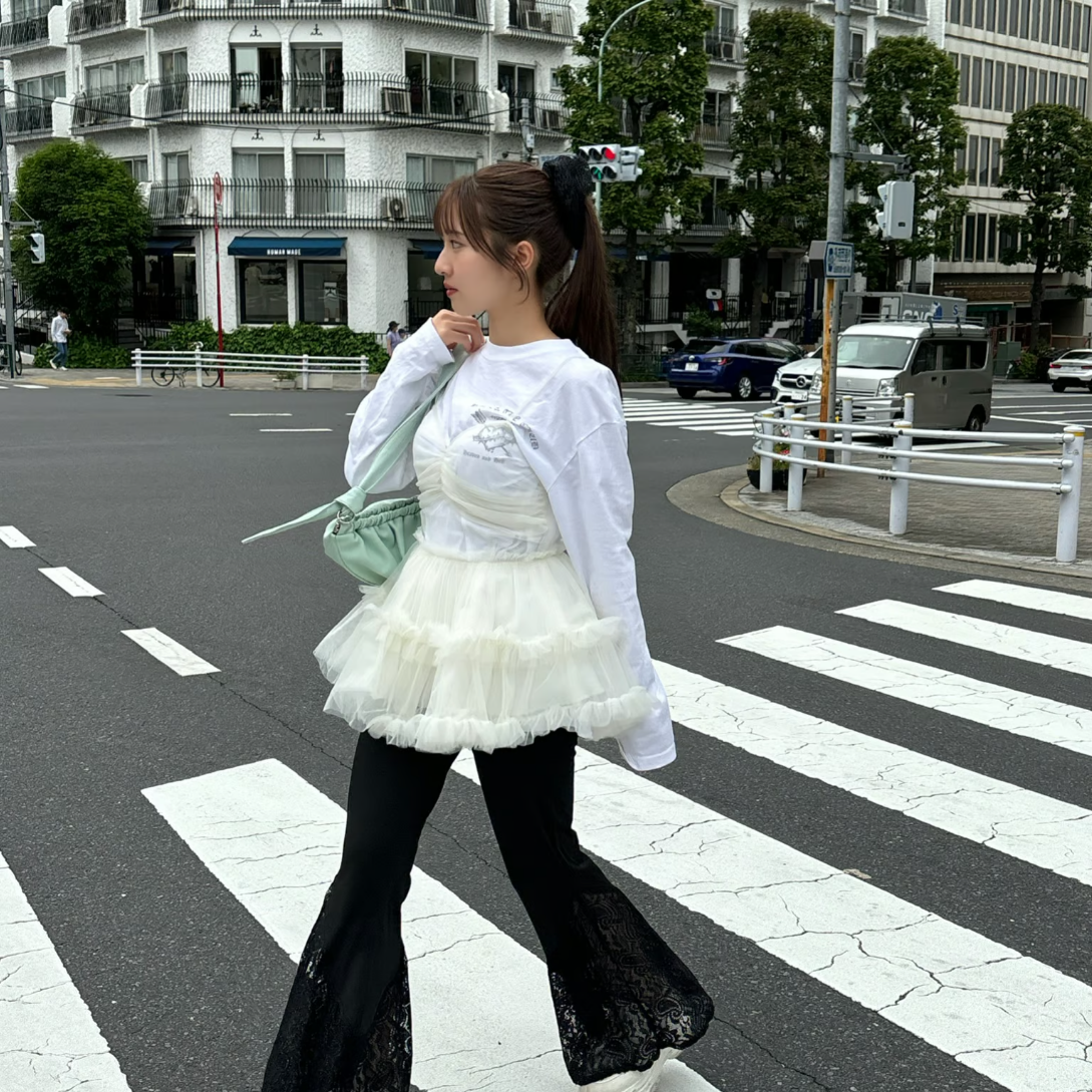 "Ballerina" fairy tulle peplum tops (white)