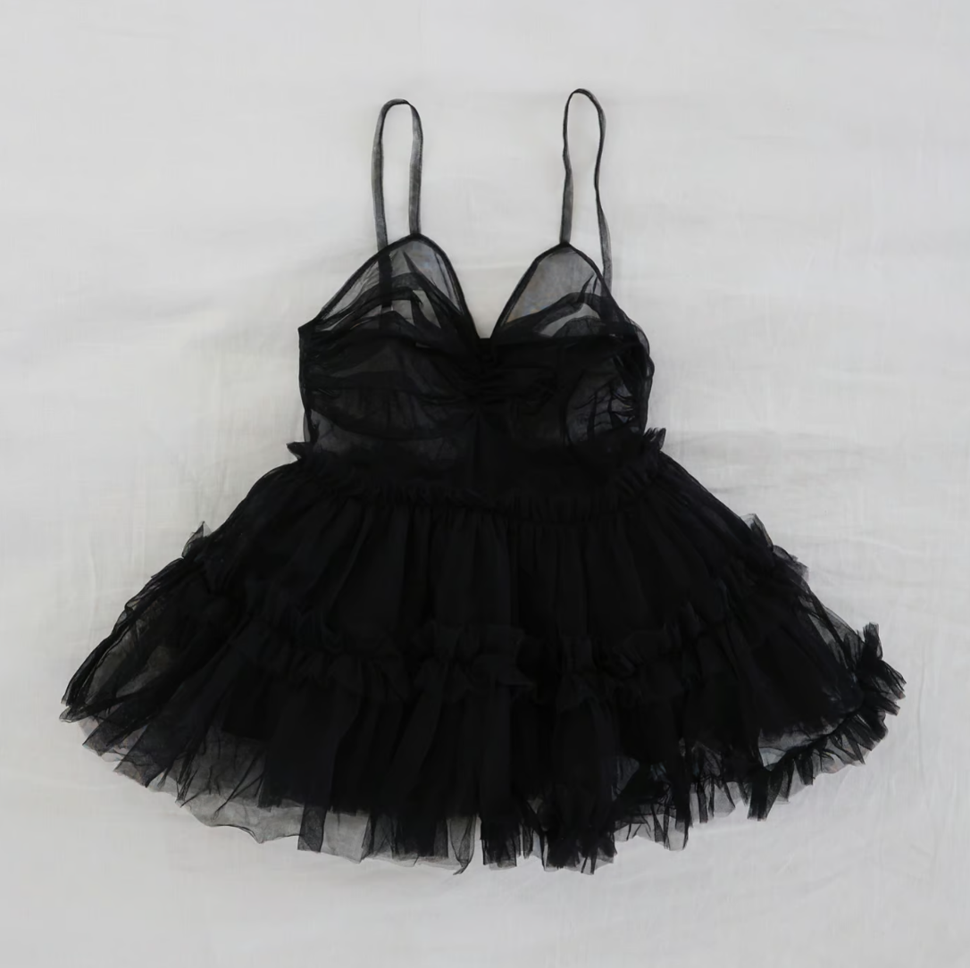 "Ballerina" fairy tulle peplum tops(black)