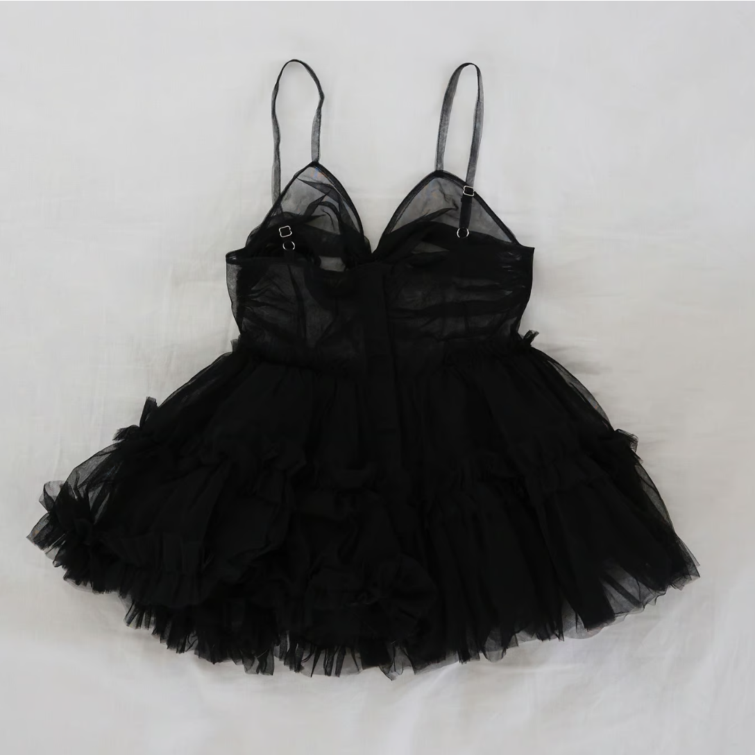 "Ballerina" fairy tulle peplum tops(black)