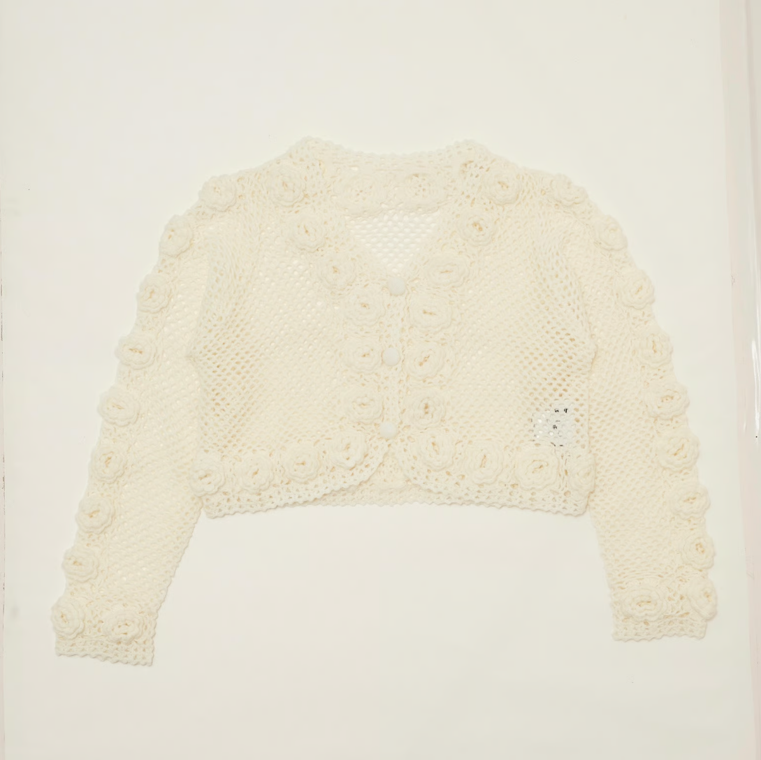 Floral crochet cardigan (ivory)