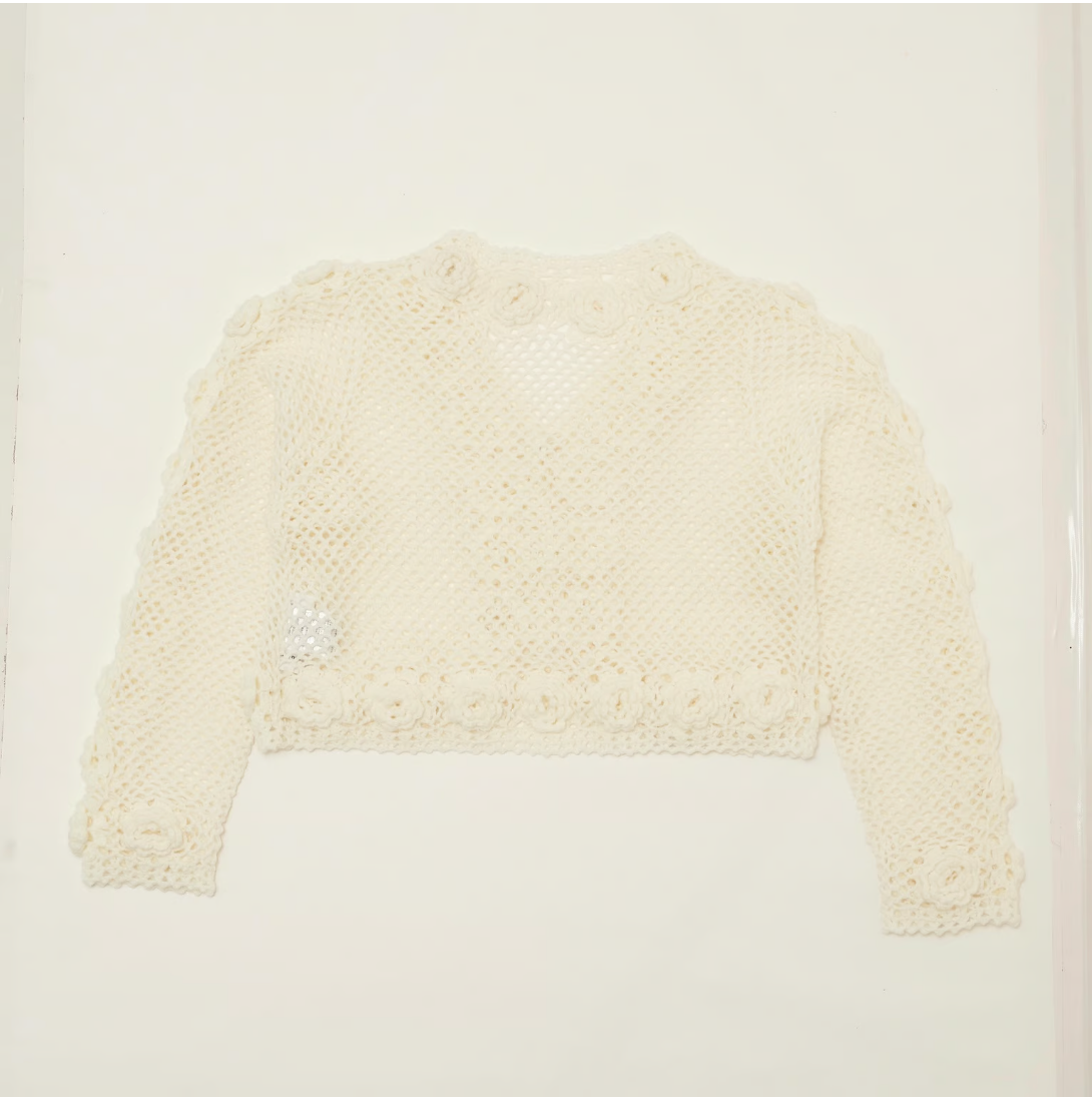 Floral crochet cardigan (ivory)