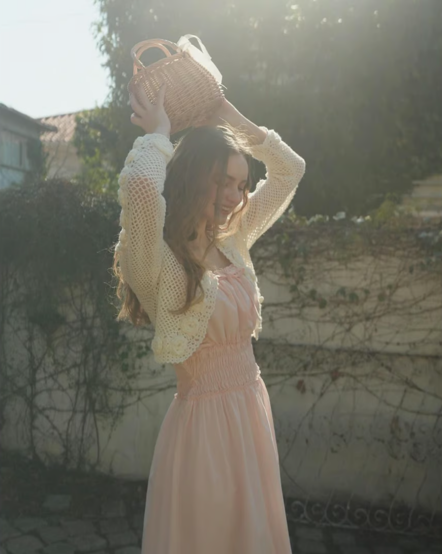 Floral crochet cardigan (ivory)