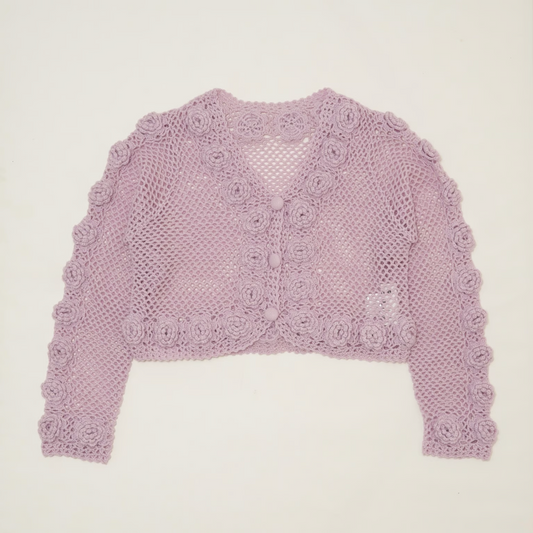 Floral crochet cardigan(lavender)