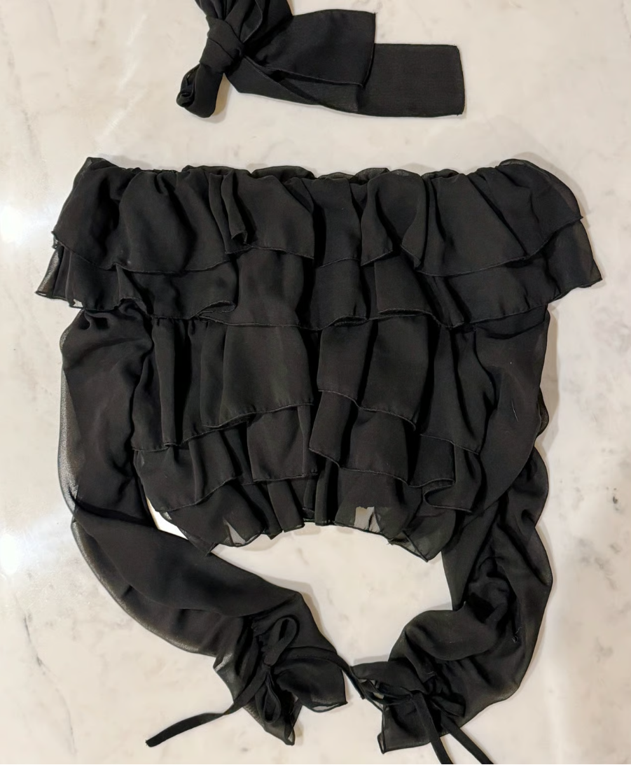 frill tie tops (black)