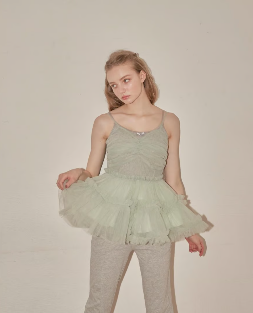 "Ballerina" fairy tulle peplum tops (mint)