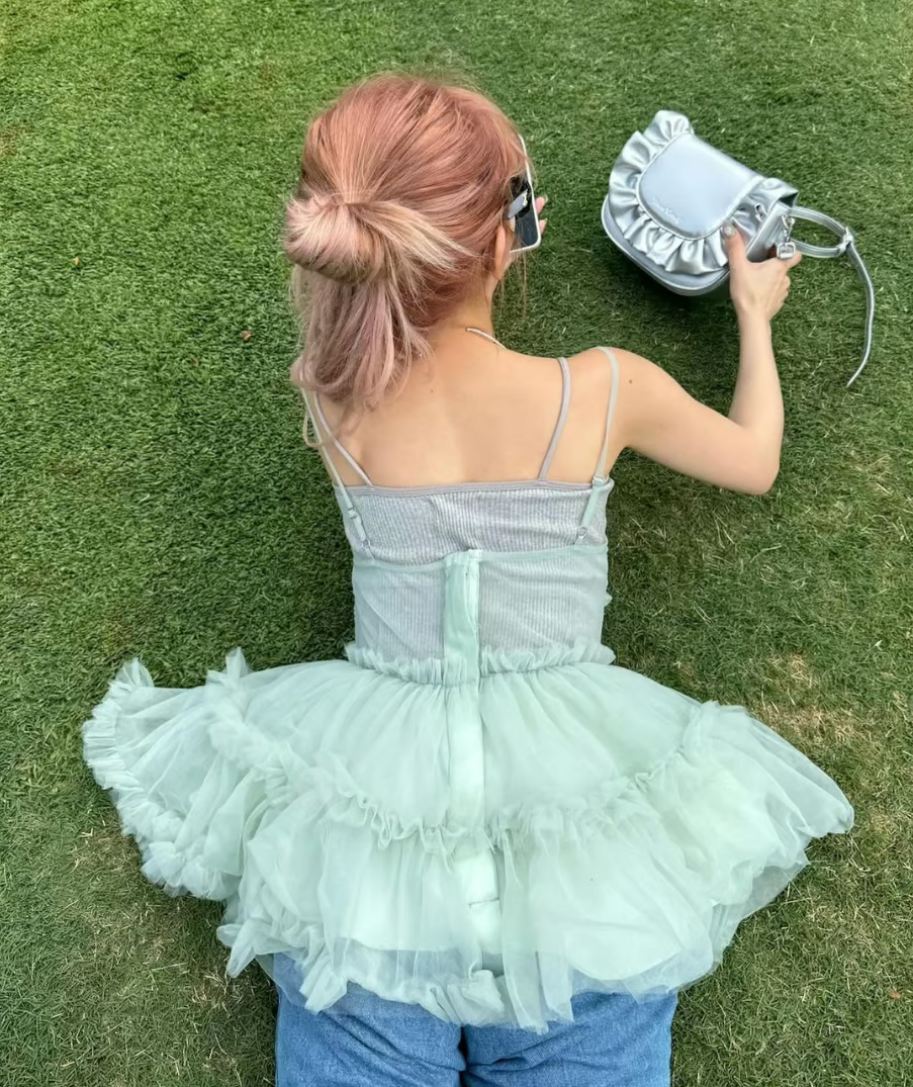 "Ballerina" fairy tulle peplum tops (mint)