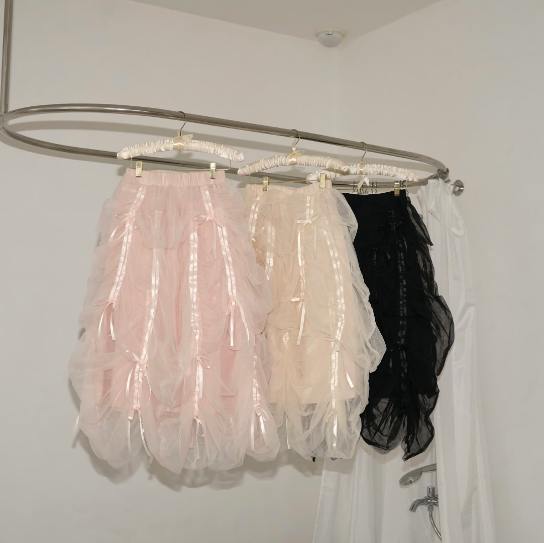 ”Ballerina” drawstring ribbon skirt (ivory)