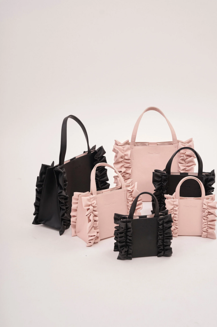 original frill leather tote bag (pink M)