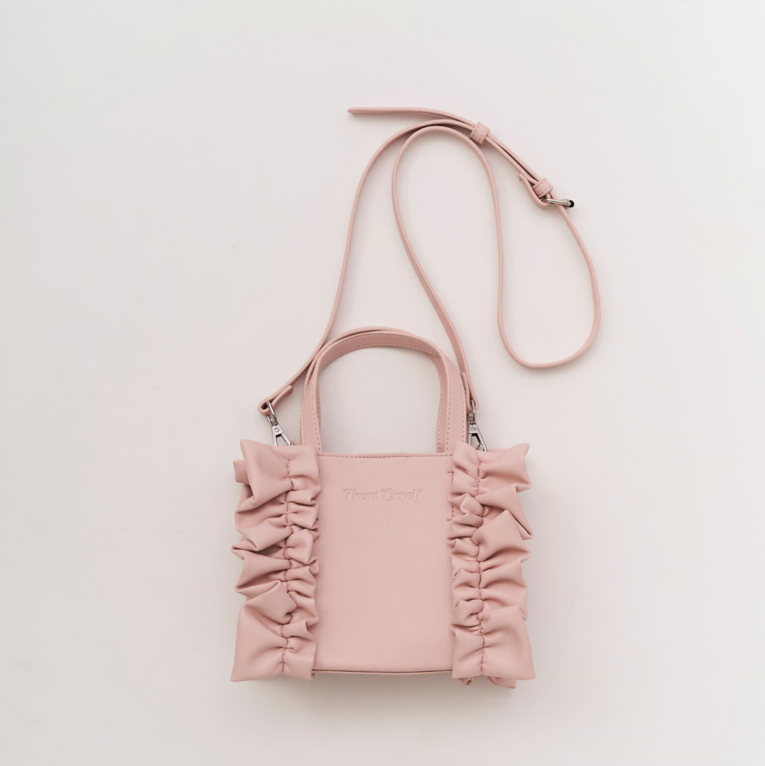 original frill leather tote bag (pink M)