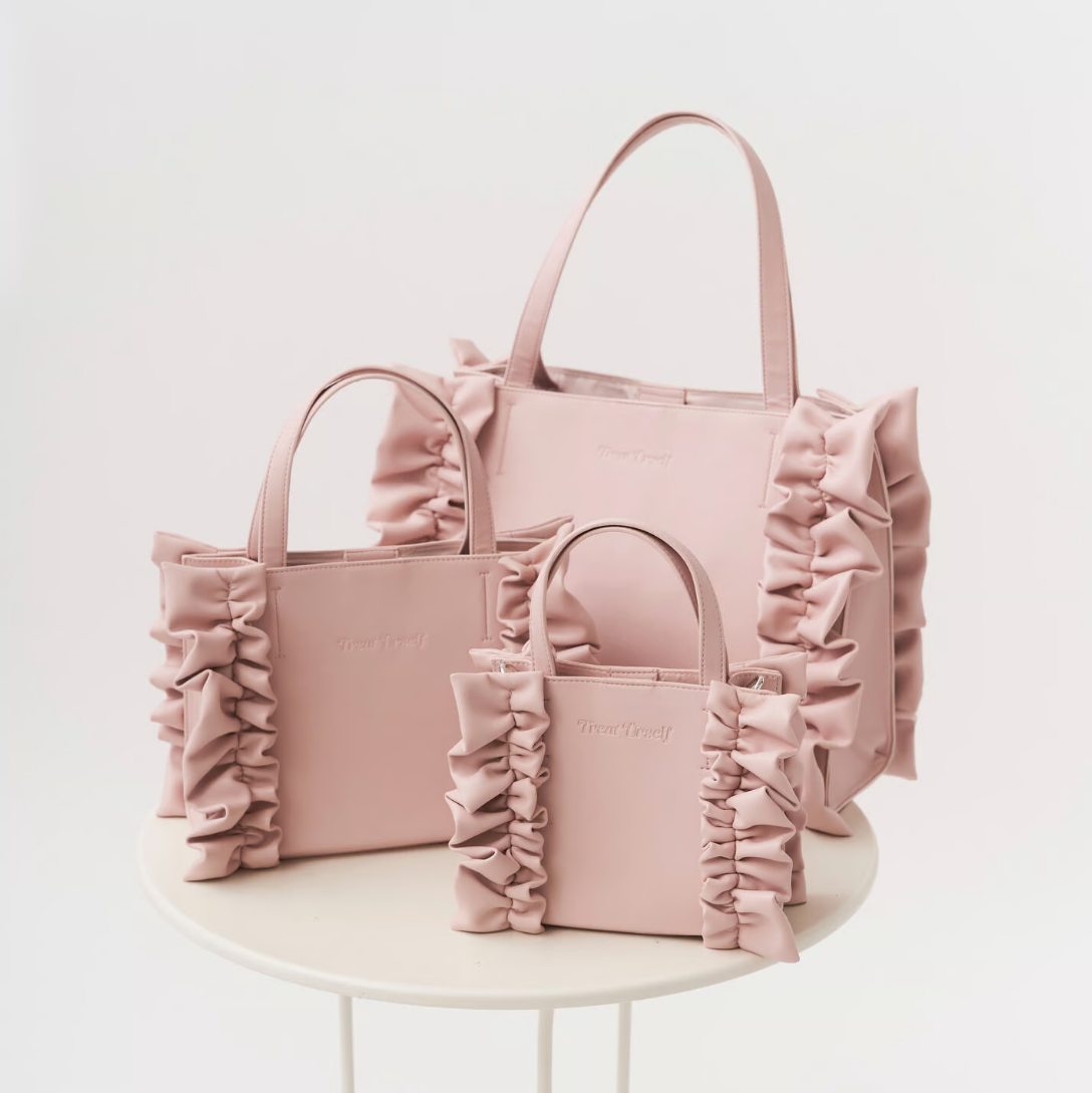 original frill leather tote bag (pink M)