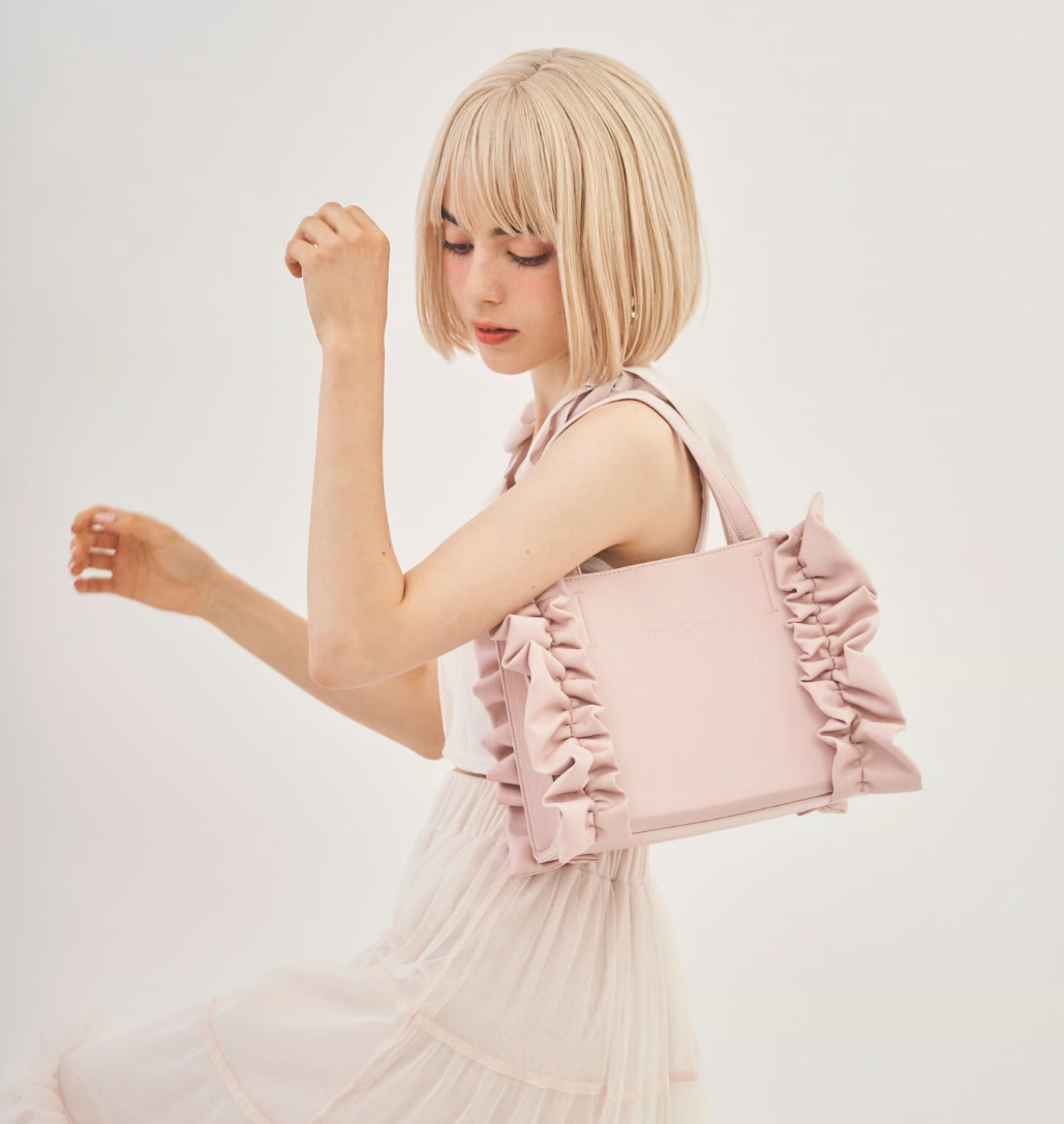 original frill leather tote bag (pink M)