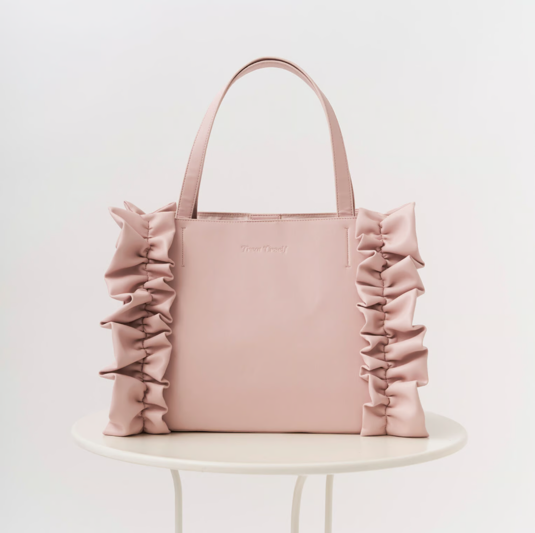 original frill leather tote bag (pink L)