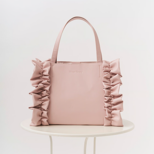 original frill leather tote bag (pink L)