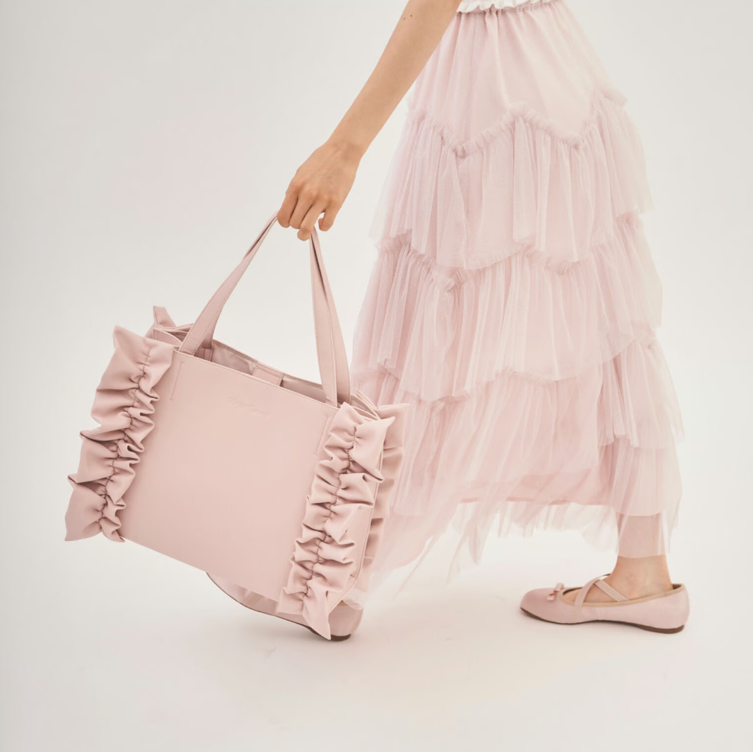 original frill leather tote bag (pink L)