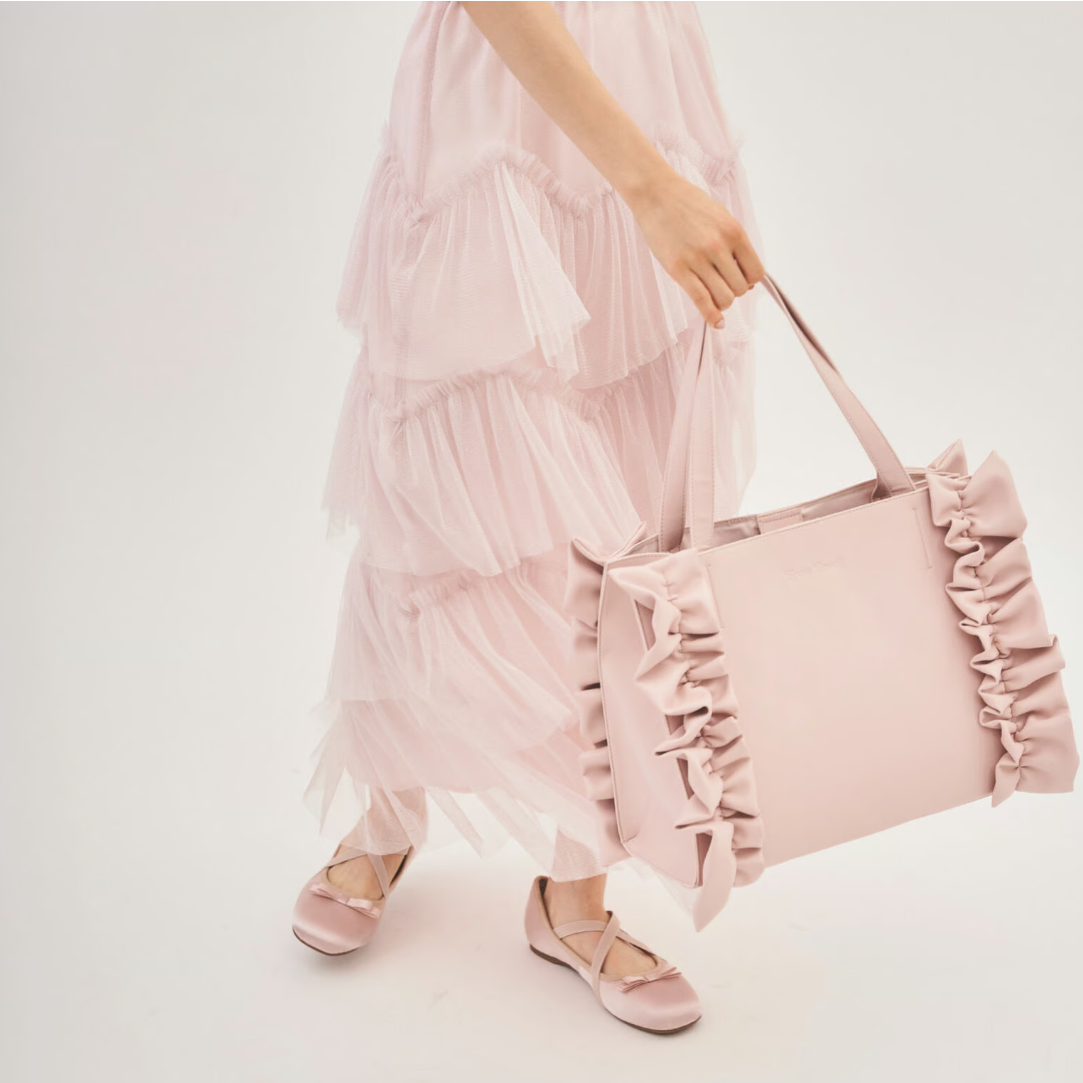 original frill leather tote bag (pink L)