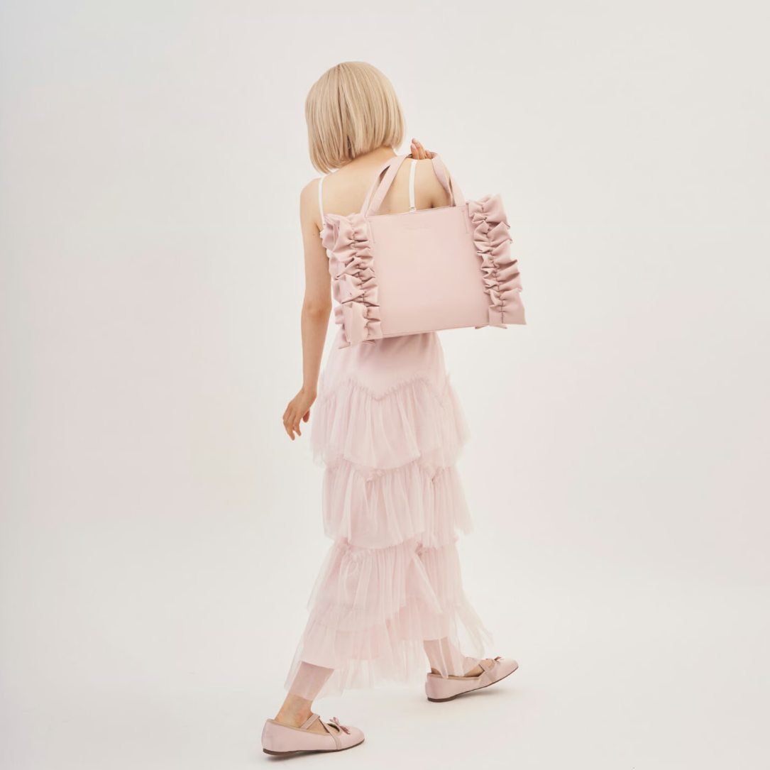 original frill leather tote bag (pink L)