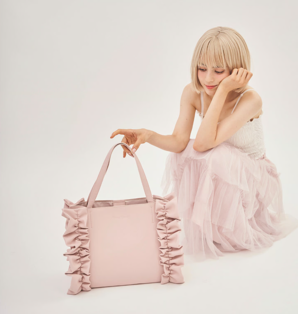 original frill leather tote bag (pink L)