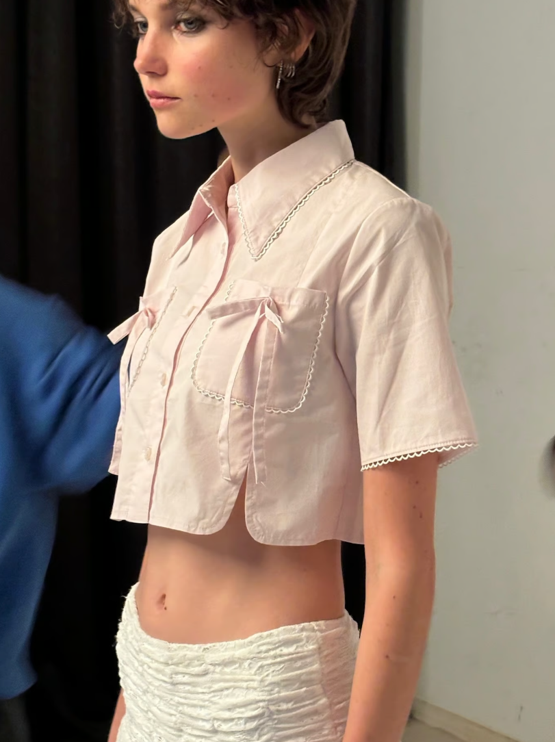 Ballet core cropped summer blouse