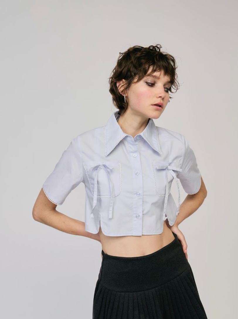 Ballet core cropped summer blouse