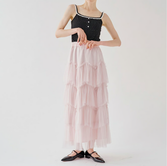 Ballerina tulle glitter tiered skirt (pink)