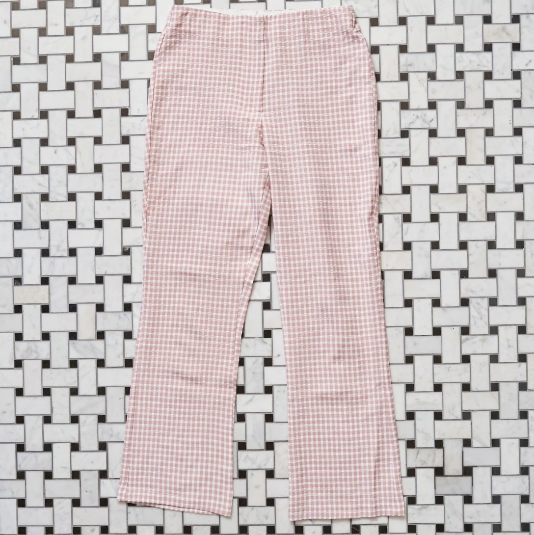 gingham check stretch pants(pink)