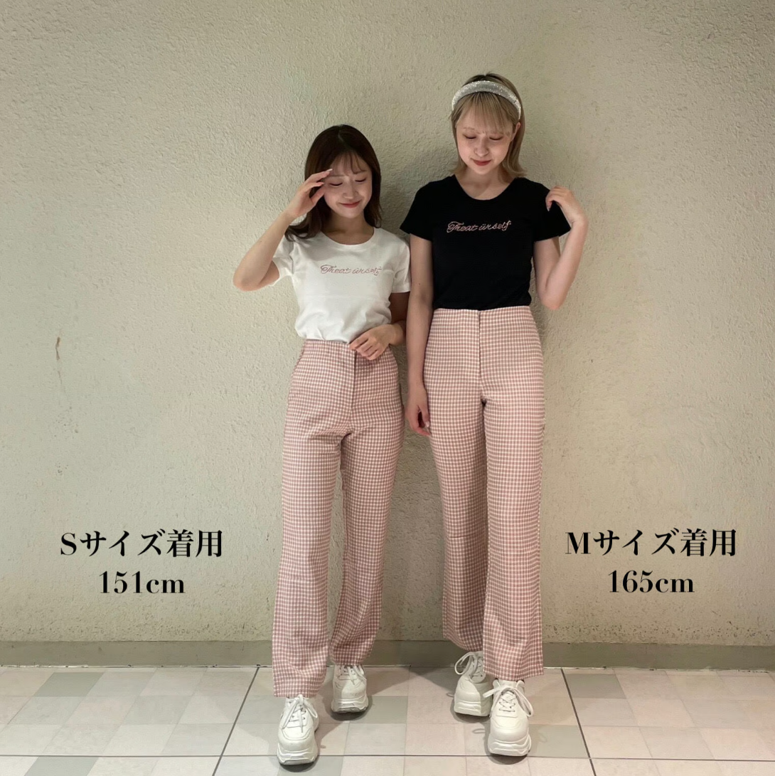 gingham check stretch pants(pink)