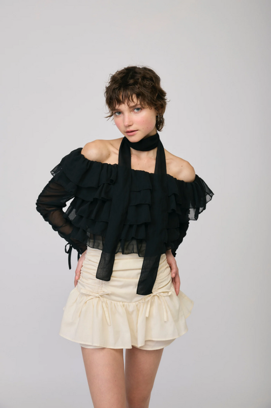 frill tie tops (black)