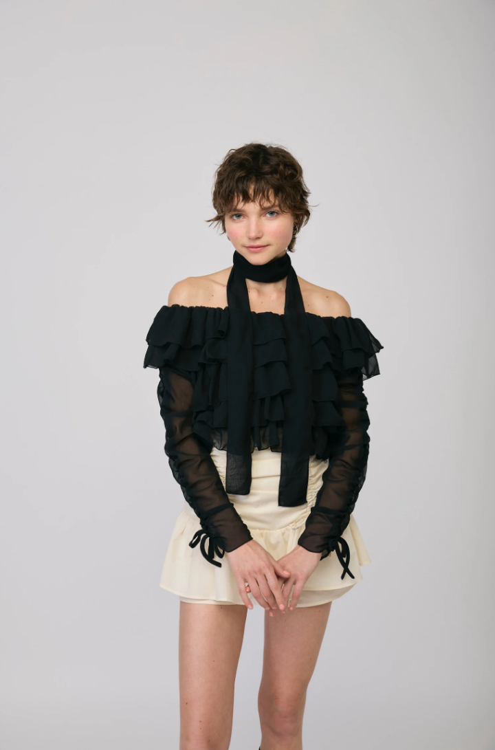 frill tie tops (black)