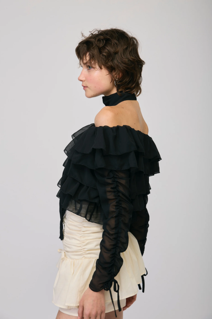 frill tie tops (black)