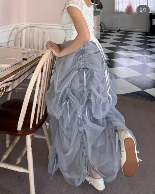 ”Ballerina” drawstring ribbon skirt (blue)