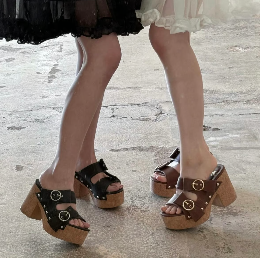 Ribbon wedge sole sandals