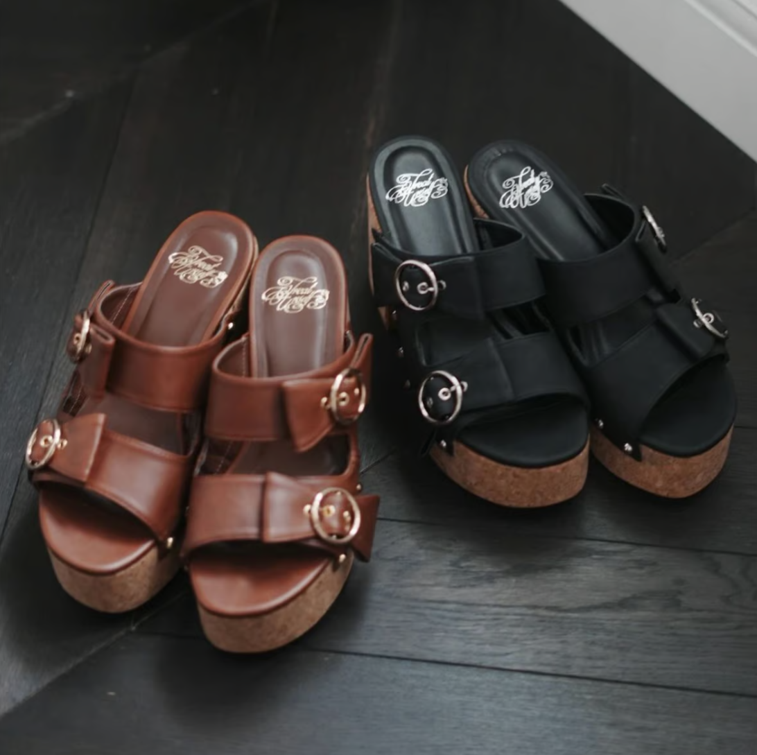 Ribbon wedge sole sandals