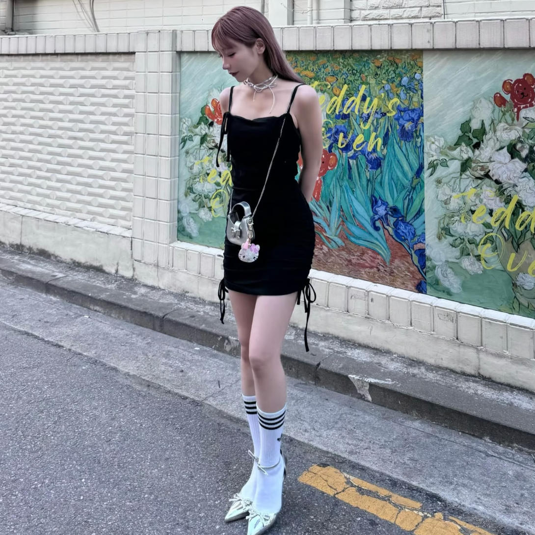 "drawstring" cup camisole one-piece (mini)