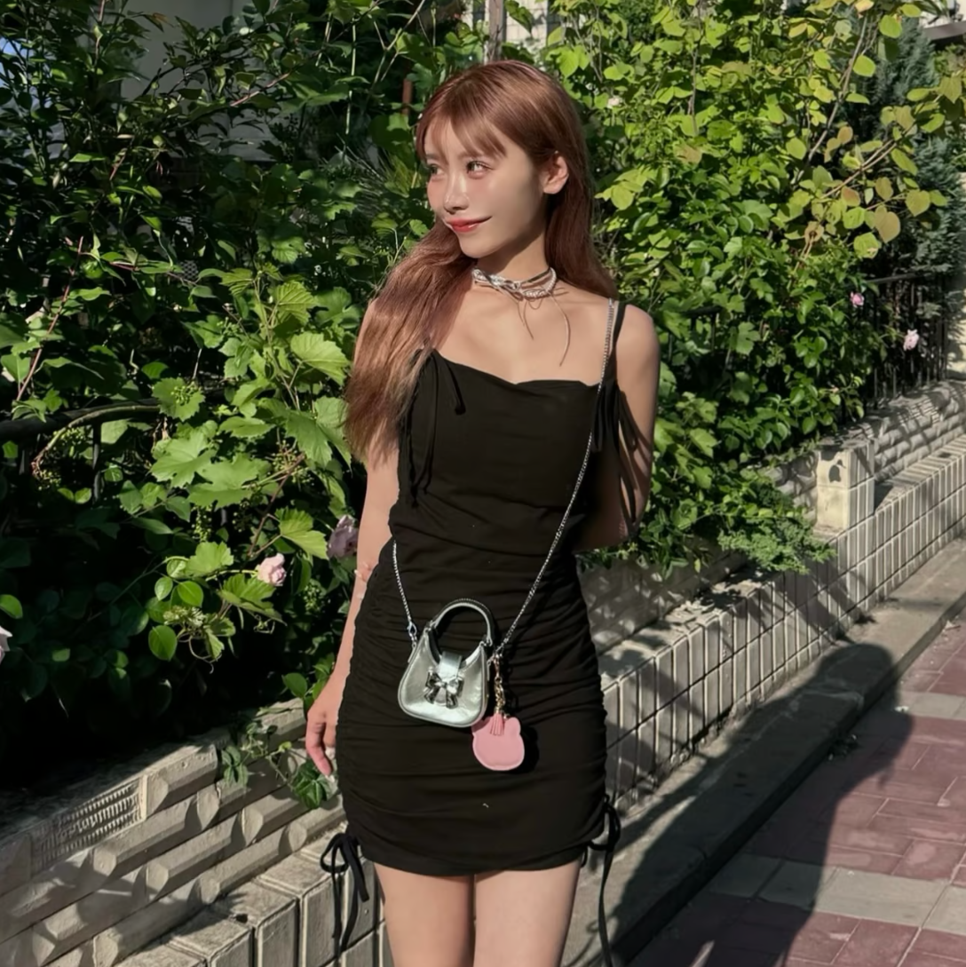 "drawstring" cup camisole one-piece (mini)