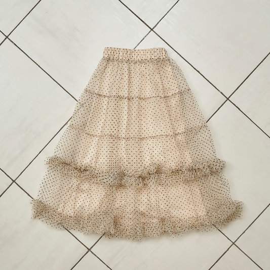 ”Ballerina” ribbon tulle skirt (dot ivory)