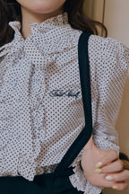 Stand collar frill blouse