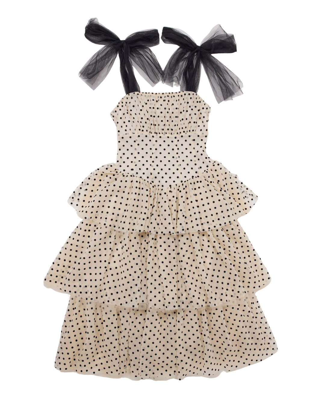【11月中旬〜下旬配送】"Ballerina"ribbon tulle dot dress