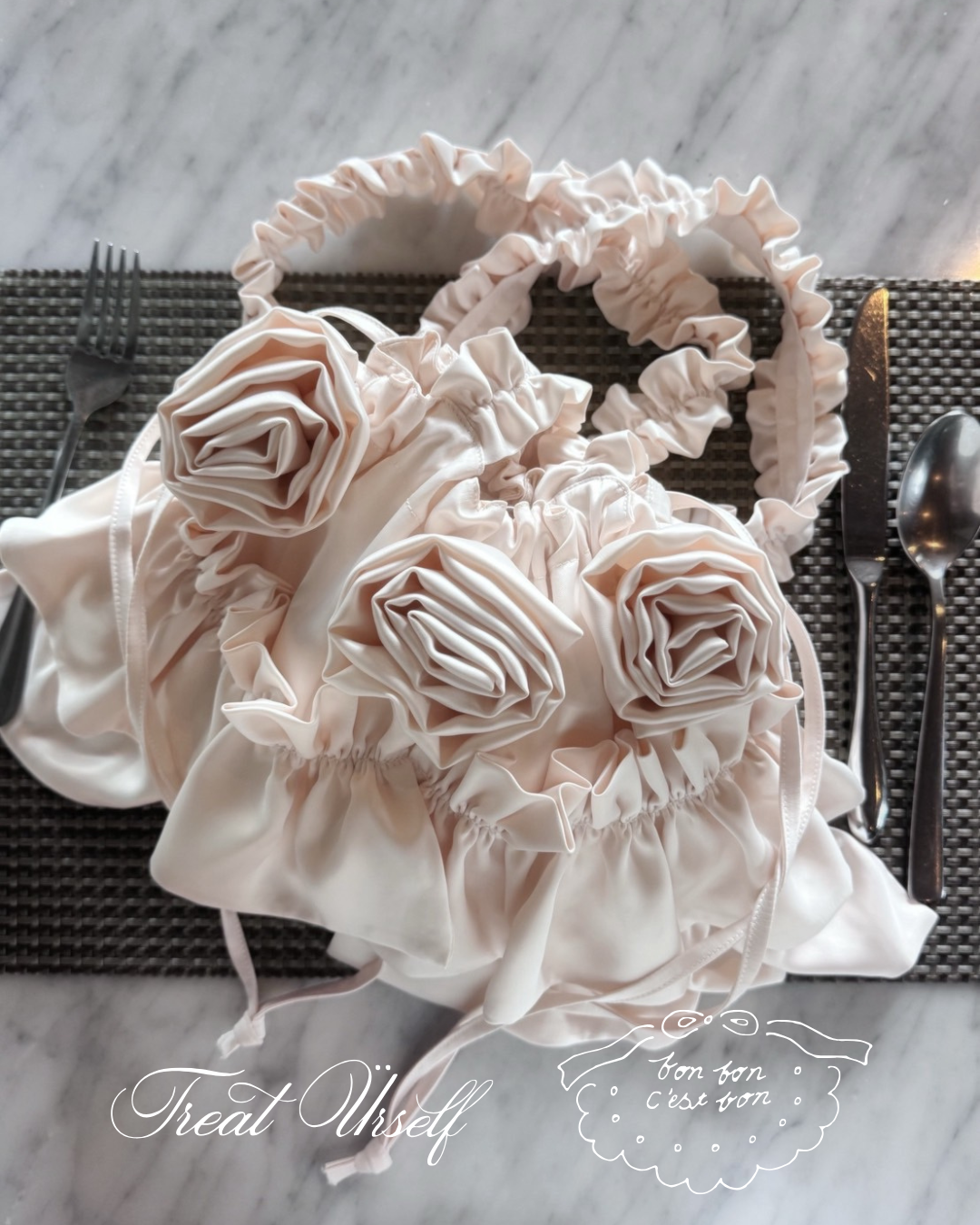 Rose cake satin bag